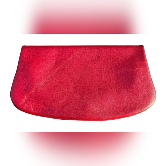 Vintage Small Leather Red Bag Kiss Lock Clasp - Picture 2 of 13